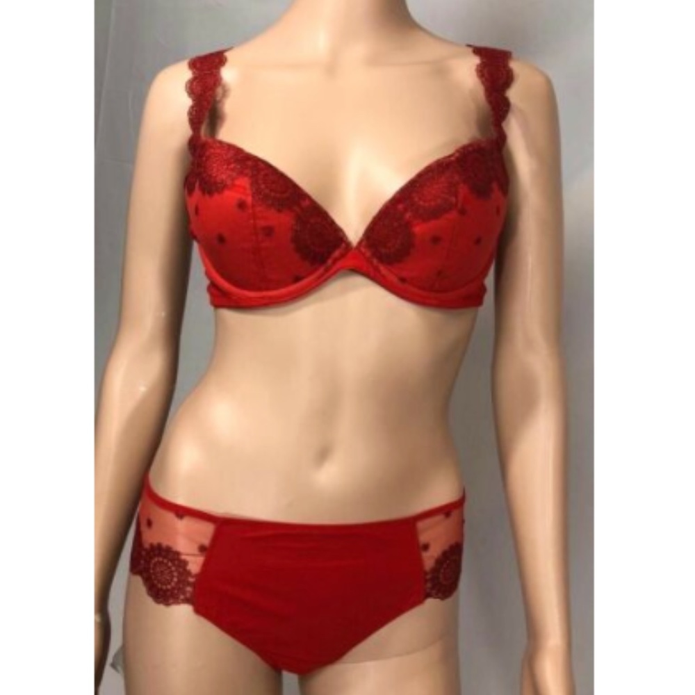 La Perla Lingerie Red Underwire Push Up M 38 B